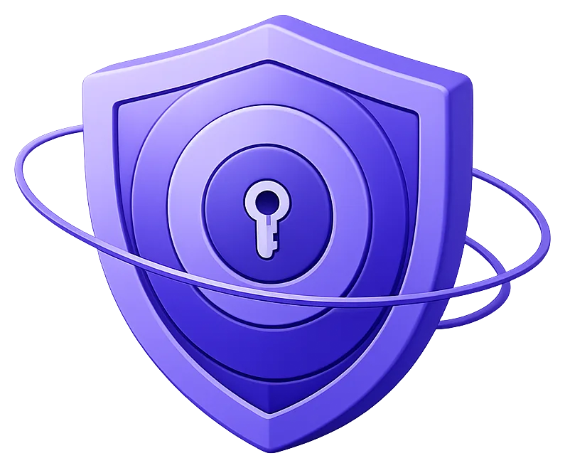 Nested barrier rings around a central keyhole, representing continuous verification